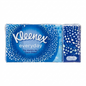 Kleenex everyday tissue box with blue and white design on a white background