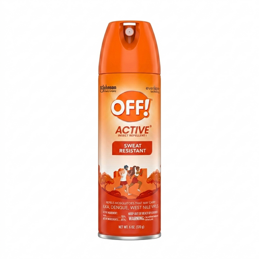 Off! Active insect repellent spray can on a white background