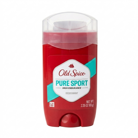 Red Old Spice Pure Sport deodorant stick on a white background