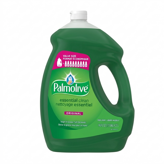 Green Palmolive dish soap bottle on a white background