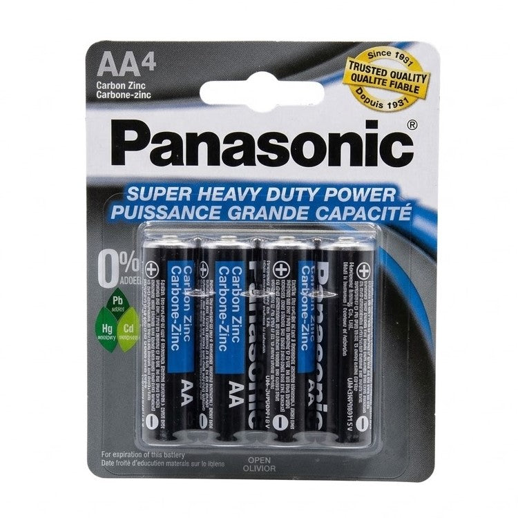 Panasonic Super Heavy Duty Power AA Carbon Zinc Batteries, 4-Pack, Wholesale
