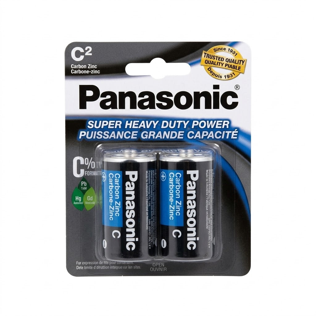 Panasonic Super Heavy Duty Power C Carbon Zinc Batteries, 2-Pack, Wholesale