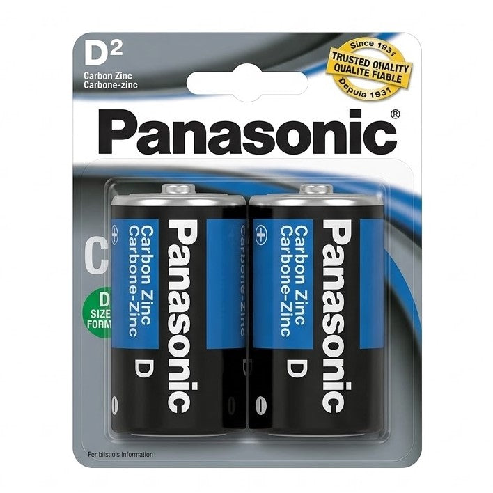 Panasonic Super Heavy Duty Power D Carbon Zinc Batteries, 2-Pack, Wholesale