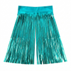Turquoise metallic fringe backdrop on a white background