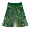 Green foil fringe backdrop with glittery texture on a white background