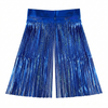 Blue metallic foil fringe backdrop on a white background