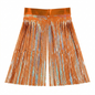 Orange fringe backdrop with metallic accents on a white background