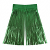 Green metallic foil fringe backdrop on a white background