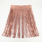 Rose gold fringe skirt on a white background