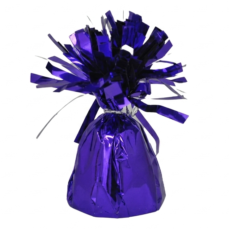 Purple party balloon weight decoration on a white background