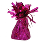 Fuchsia metallic balloon weight on a white background
