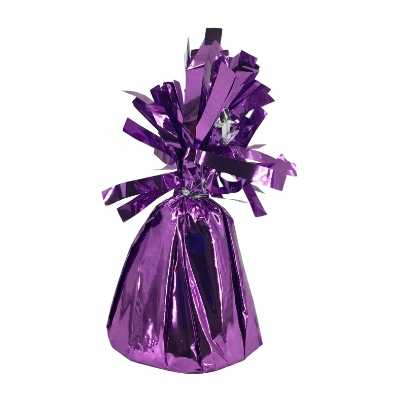 lavender metallic balloon weight on a white background