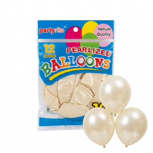 PartyRite 12 英寸米白色珠光乳膠氣球，10 個裝，批發