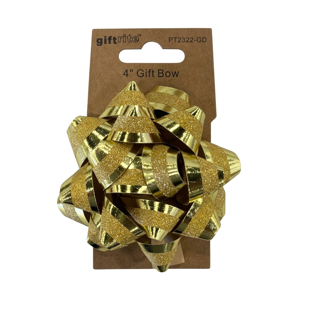 GiftRite 4" Two-Tone Metallic Gift Bows (3 Assorted Colors: Red, Silver, Gold), Wholesale