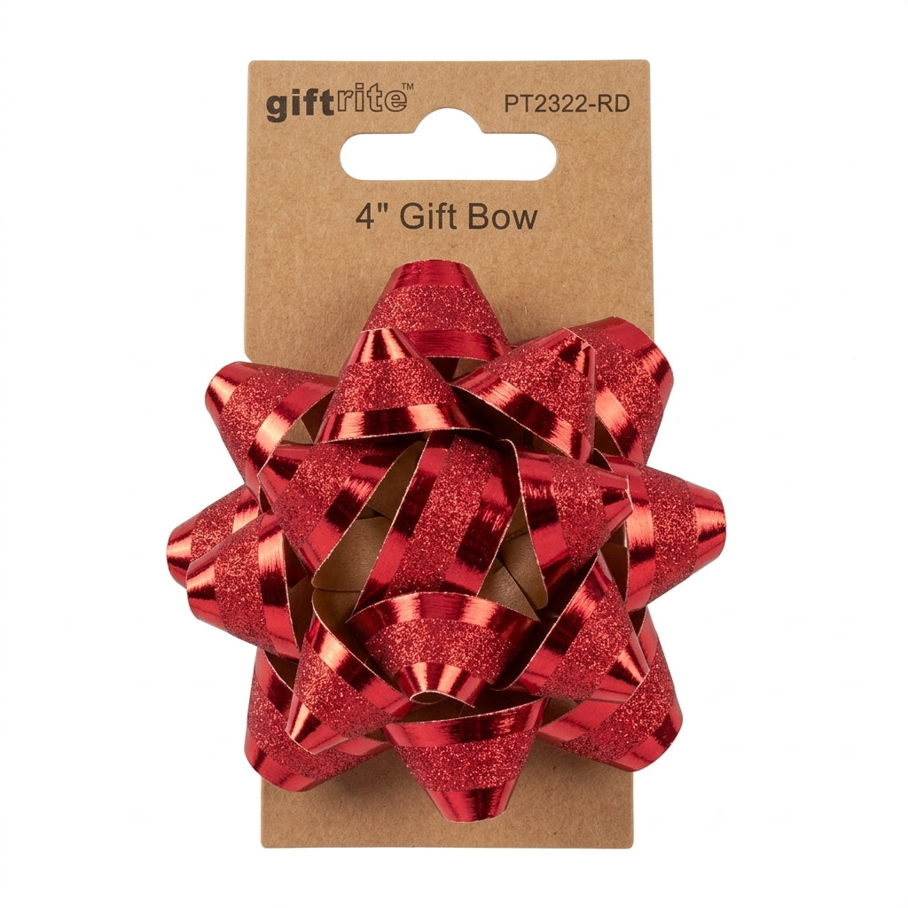 GiftRite 4" Two-Tone Metallic Gift Bows (3 Assorted Colors: Red, Silver, Gold), Wholesale