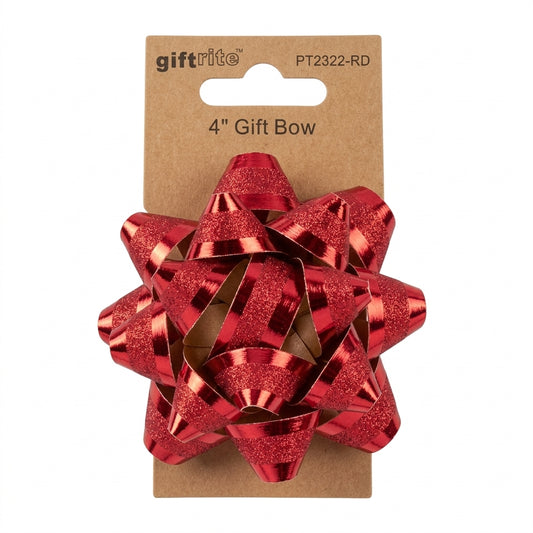 GiftRite 4" Two-Tone Metallic Gift Bows (3 Assorted Colors: Red, Silver, Gold), Wholesale