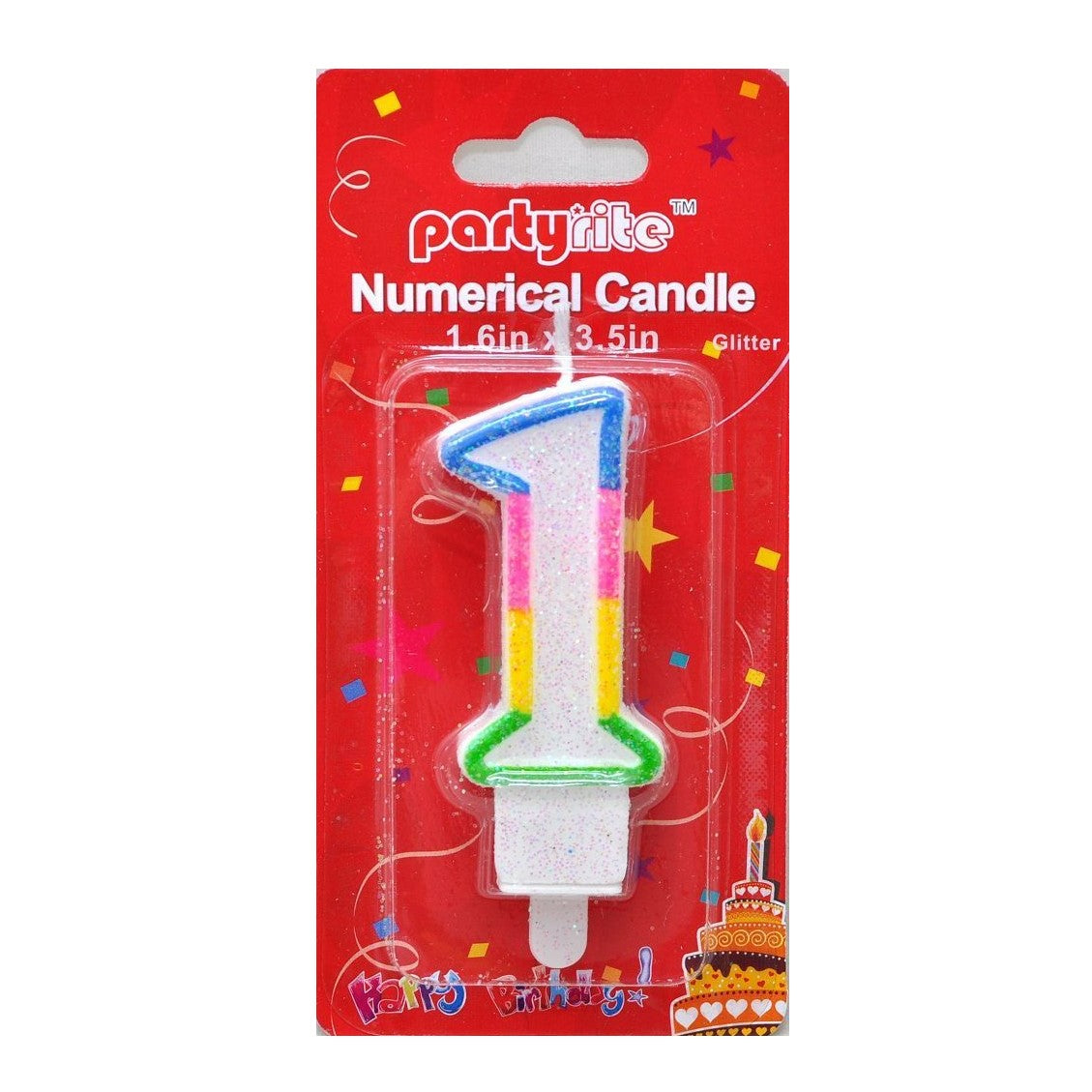 PartyRite #1 Glitter Birthday Cake Candle | Wholesale