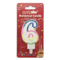 PartyRite #6 Glitter Birthday Cake Candle | Wholesale Case