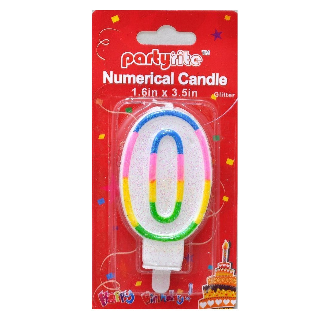 PartyRite #0 Glitter Birthday Cake Candle | Wholesale