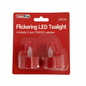 Packaged flickering LED tealight with batteries on a white background