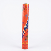 Red party popper with colorful designs on a white background