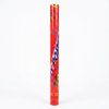 Red party popper with colorful designs on a white background