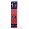 Pack of 10 red tissue gift wrap sheets in a tall plastic package with a blue header and footer, shown on a white background.