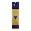 Pack of 10 gold tissue gift wrap sheets in a clear plastic package with a blue header card.