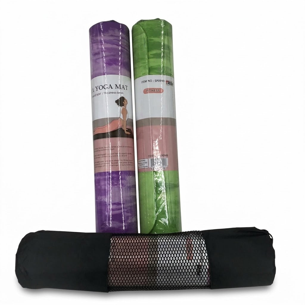 HomeRite 68" x 24", 6mm, Yoga Mat with Mesh Carrying Bag - Assorted Marble Prints | Wholesale