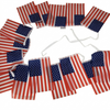 American flag bunting on a white background