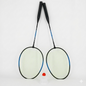 Two badminton rackets on a white background