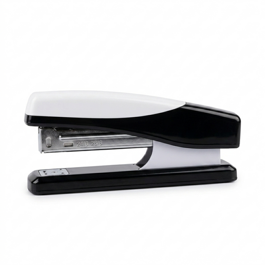 Black and white stapler on a white background