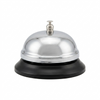Metallic service bell with black base on a white background
