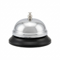 Metallic service bell with black base on a white background
