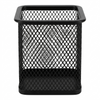 Black mesh pencil holder on a white background