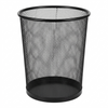 Black mesh waste bin on a white background