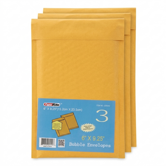 PaperRite 6x9.25 氣泡信封袋，3入，批發