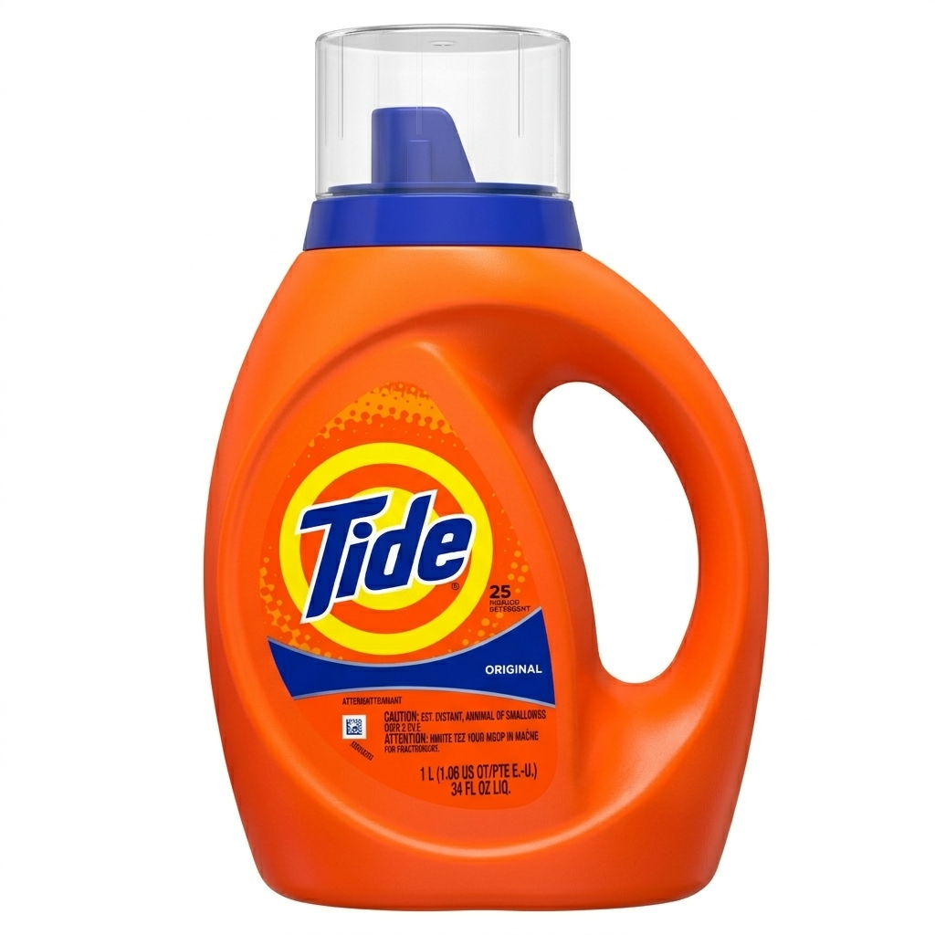Orange Tide laundry detergent bottle on a white background