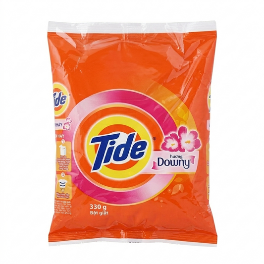 Tide detergent package with Downy fragrance on a white background