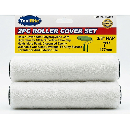 Two paint rollers with a ToolRite label on a white background