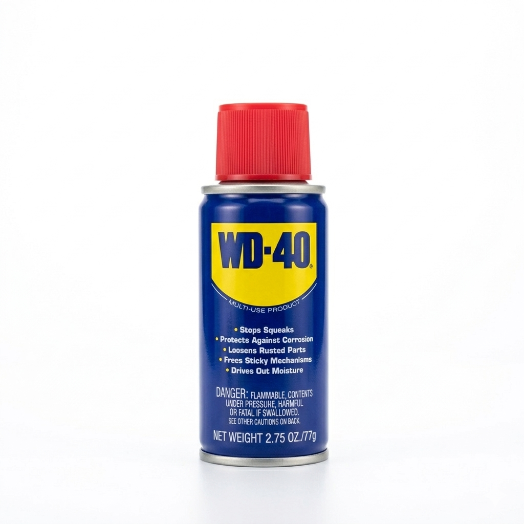 WD-40 can with red cap on a white background