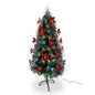 6' Fiber Optic Artificial Christmas Tree with LED Lights & Red Poinsettia Flowers | Wholesale