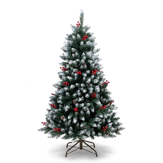 5' Frosted Artificial Christmas Tree with Red Berries & Natural Pinecones | Wholesale