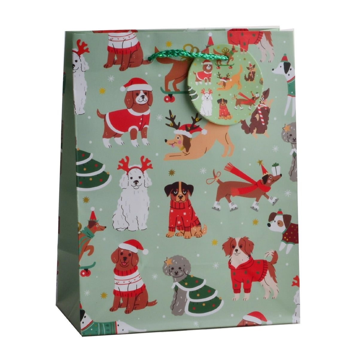 Giftrite Medium Christmas Paper Gift Bags with Handles & Gift Tags, 9" x 7" x 4", Assorted Holiday Prints | Wholesale