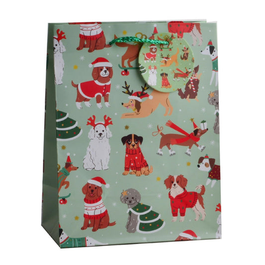 Giftrite Medium Christmas Paper Gift Bags with Handles & Gift Tags, 9" x 7" x 4", Assorted Holiday Prints | Wholesale