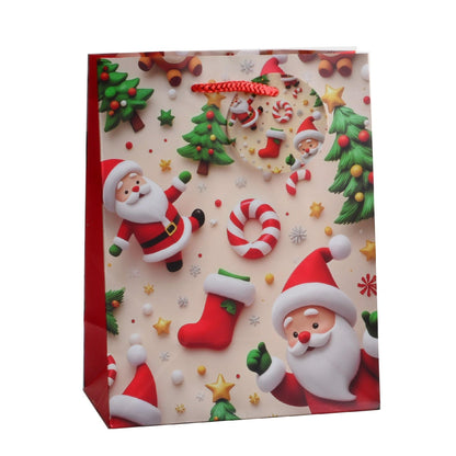 Giftrite Medium Christmas Paper Gift Bags with Handles & Gift Tags, 9" x 7" x 4", Assorted Holiday Prints | Wholesale