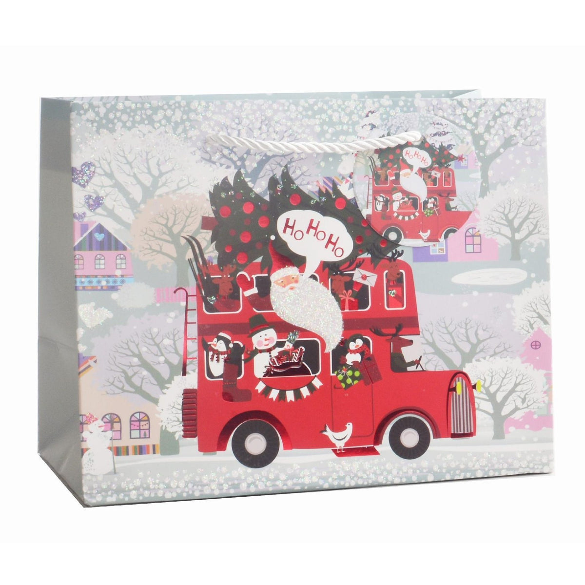 Giftrite Large Horizontal Christmas Paper Gift Bags with Handles & Gift Tags, 13" x 10" x 5", | Wholesale
