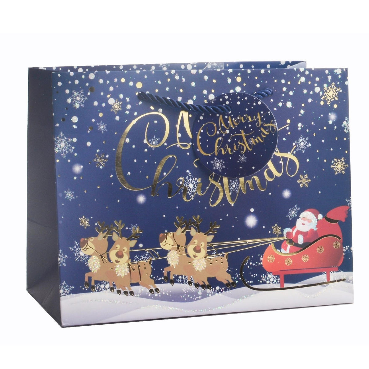 Giftrite Large Horizontal Christmas Paper Gift Bags with Handles & Gift Tags, 13" x 10" x 5", | Wholesale