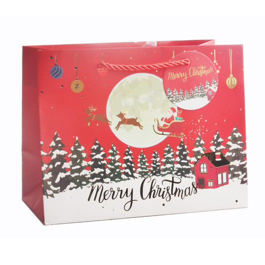 Giftrite Large Horizontal Christmas Paper Gift Bags with Handles & Gift Tags, 13" x 10" x 5", | Wholesale