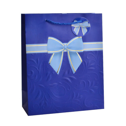 Giftrite Large Embossed Floral Paper Gift Bags with Ribbon Bow Accent & Gift Tags, 13" x 10" x 5", Assorted Colors | Wholesale